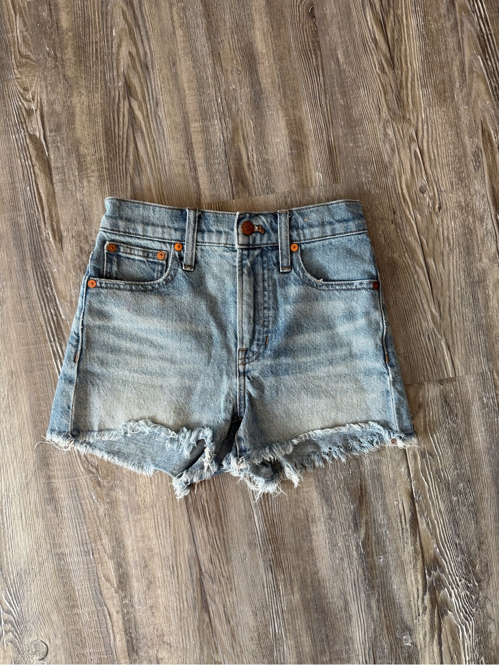 Madewell The Perfect Denim Shorts Size 23 Light Distressed Frayed Hem High Rise